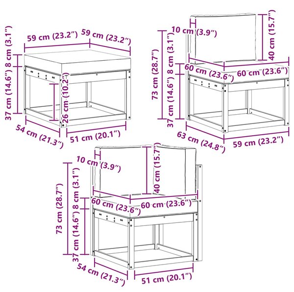 VidaXL Kültéri kanapé szett párnával 8 pcs Természetes és krémszínű