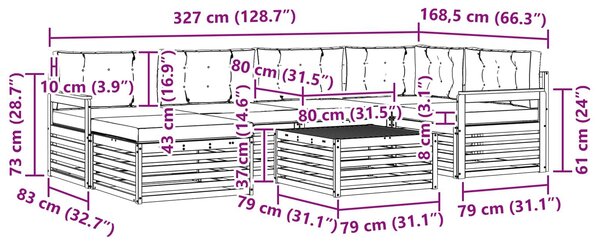 VidaXL Kültéri kanapé szett párnával 7 pcs Fehér és Krém színű