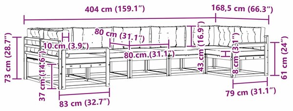 VidaXL Kültéri kanapé szett párnával 7 pcs Természetes és antracit