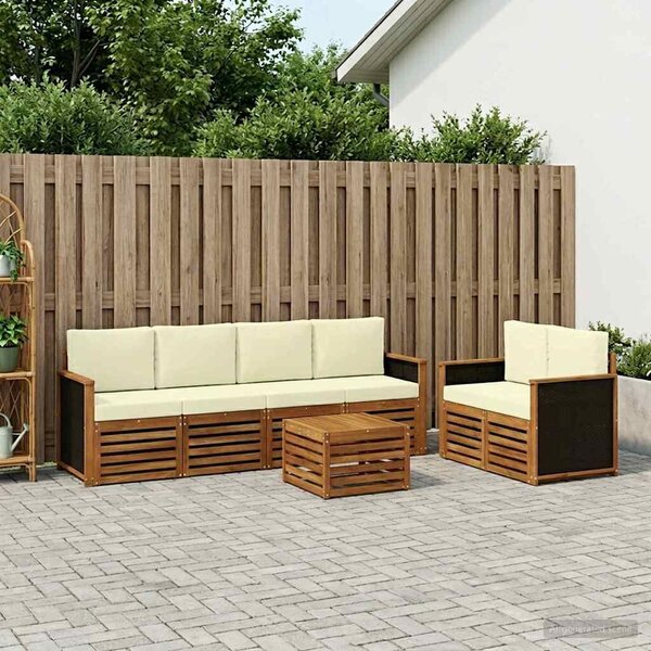 VidaXL Kültéri kanapé szett párnával 7 pcs Természetes és krémszínű