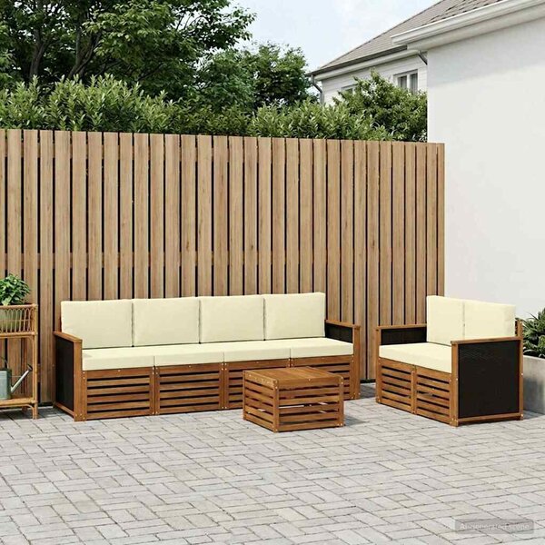 VidaXL Kültéri kanapé szett párnával 7 pcs Természetes és krémszínű