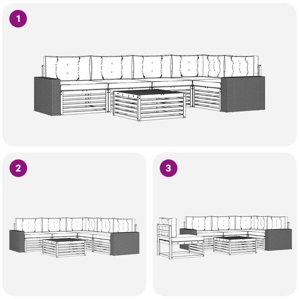 VidaXL Kültéri kanapé szett 6 pcs Természetes és bézs 79 x 79 x 37 cm