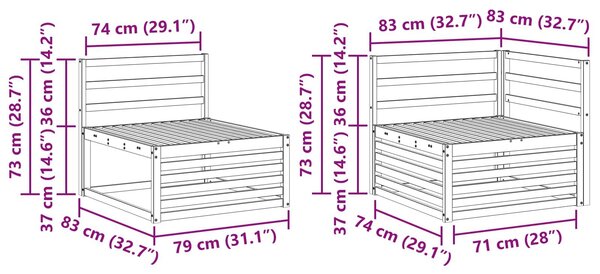VidaXL Kültéri kanapé szett 7 pcs Természetes