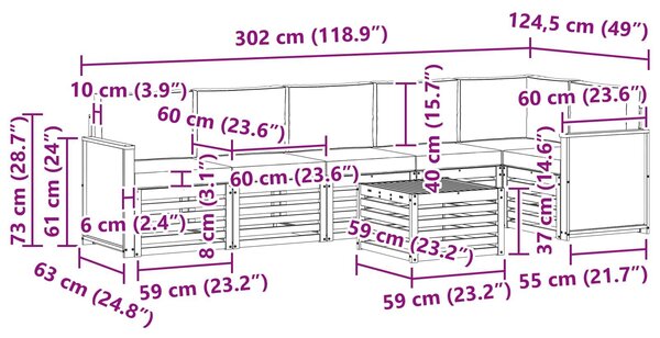 VidaXL Szegmentált kanapé szett 6 pcs Természetes és Világosszürke