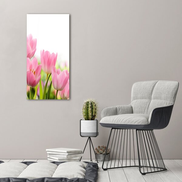 Egyedi üvegkép Rózsaszín tulipánok