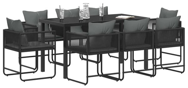 VidaXL Kert étkező szett 9 pcs Fekete és Antracit 160 x 80 x 73 cm