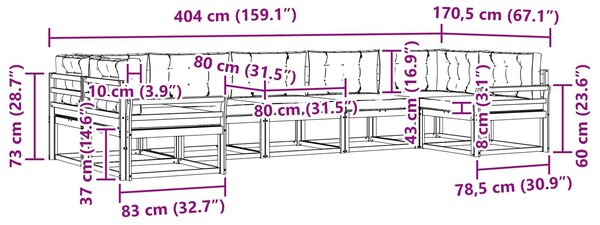 VidaXL Kültéri kanapé szett párnával 7 pcs Természetes és bézs
