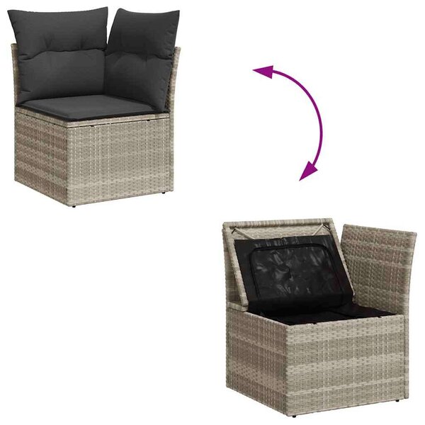 VidaXL Polyrattan Kerti Ülőgarnitúra - 9 részes - Világosszürke