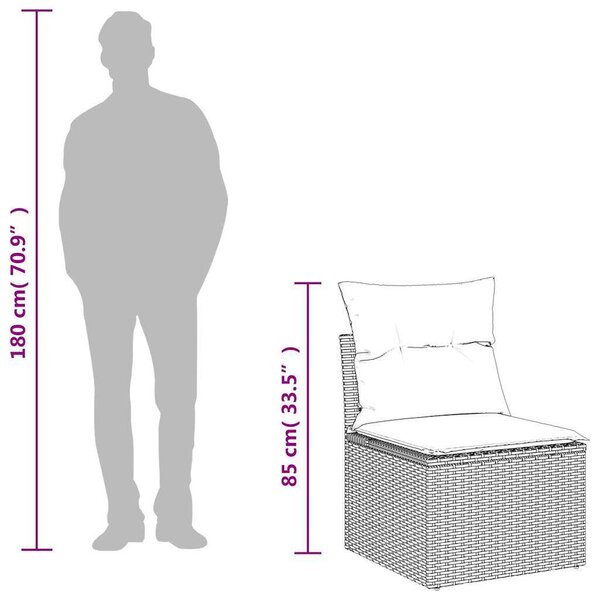 VidaXL Polyrattan Kerti Ülőgarnitúra - 9 részes - Világosszürke