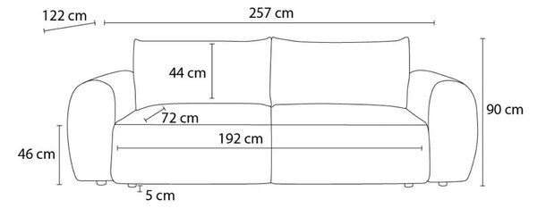 Világosszürkés bézs kordbársony kinyitható kanapé 257 cm Lucien – Bobochic Paris