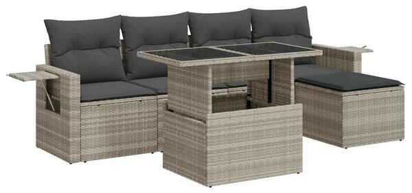 VidaXL Polyrattan Kerti Ülőgarnitúra - 6 részes - Világosszürke