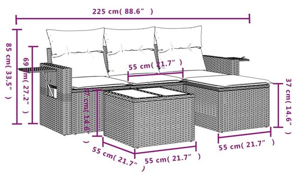 VidaXL Polyrattan Kerti Ülőgarnitúra - 4 részes