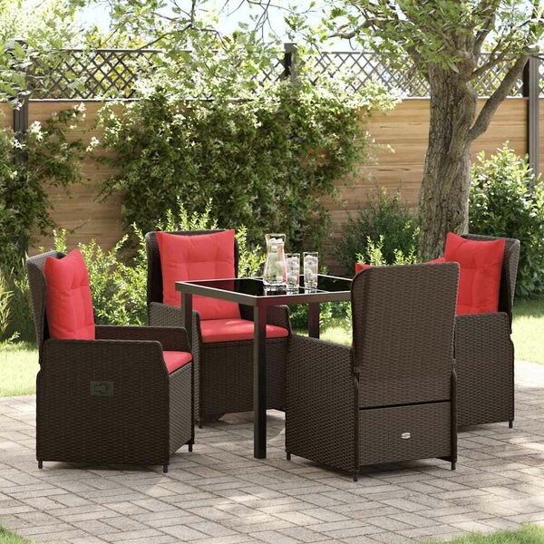 VidaXL Kert étkező szett 5 pcs Barna Poli rattan