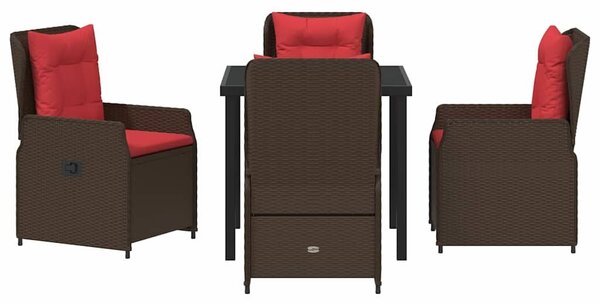 VidaXL Kert étkező szett 5 pcs Barna Poli rattan