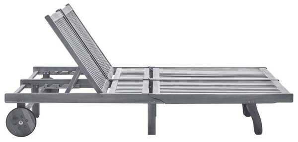 VidaXL Dupla Napozóágy - Akácfa - Szürke - 200cm