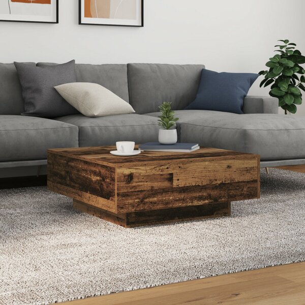 VidaXL Kávézóasztal LED világítással Régi fa 80x80x31 cm