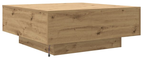 VidaXL LED világítással ellátott kávézóasztal, ipari tölgy, 80x80x31 cm