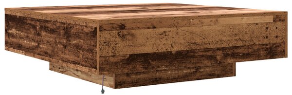 VidaXL LED világítással ellátott dohányzóasztal, régi fa, 100x100x31 cm