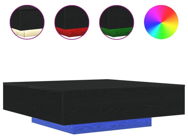 VidaXL LED lámpás kávézóasztal fekete tölgy 100x100x31 cm
