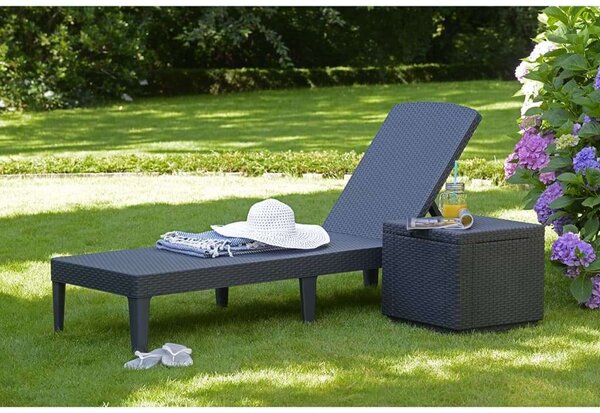Keter ALLIBERT JAIPUR exkluzív polyrattan kerti nyugágy - grafit - 188 cm () (8711245144870)