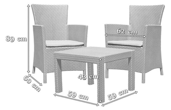 ALLIBERT ROSARIO BALCONY polyrattan kerti bútor garnitúra - grafit ()