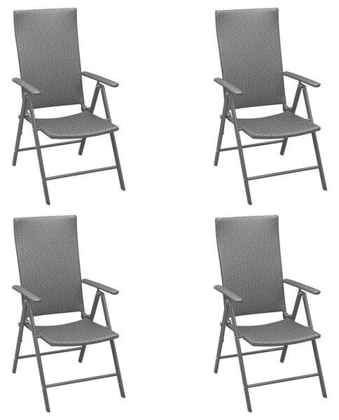 5 részes fekete polyrattan kerti étkezőgarnitúra