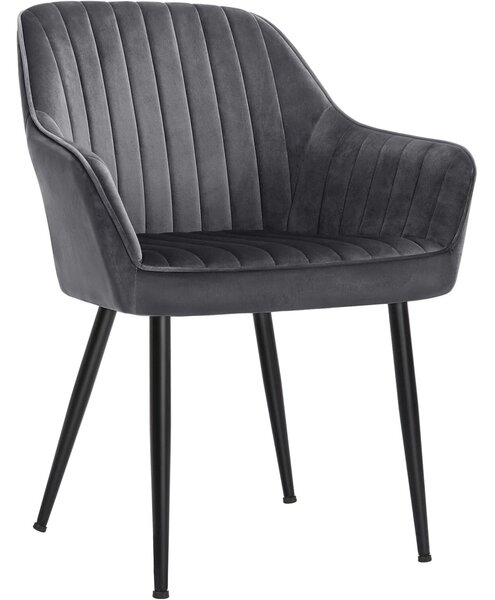 SONGMICS bársony kárpitozott nappali szék karfával, teherbírása 110 kg, 63x60x85 cm, szürke
