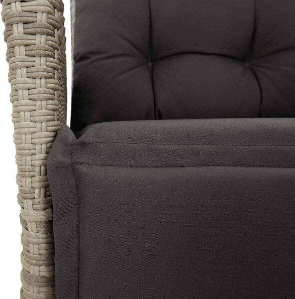 VidaXL 3részes világosszürke polyrattan kerti étkezőgarnitúra párnával