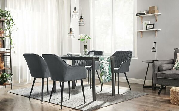 SONGMICS bársony kárpitozott nappali szék karfával, teherbírása 110 kg, 63x60x85 cm, szürke