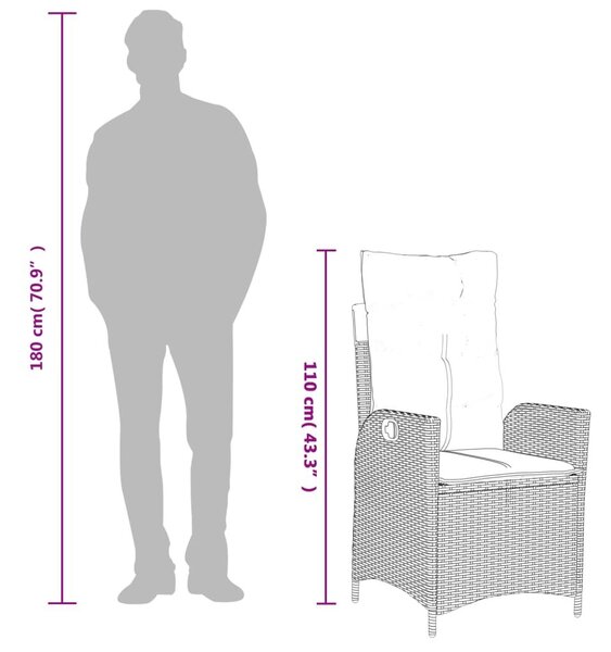 VidaXL - 9 Részes Kerti Étkezőgarnitúra - Polyrattan - Fekete