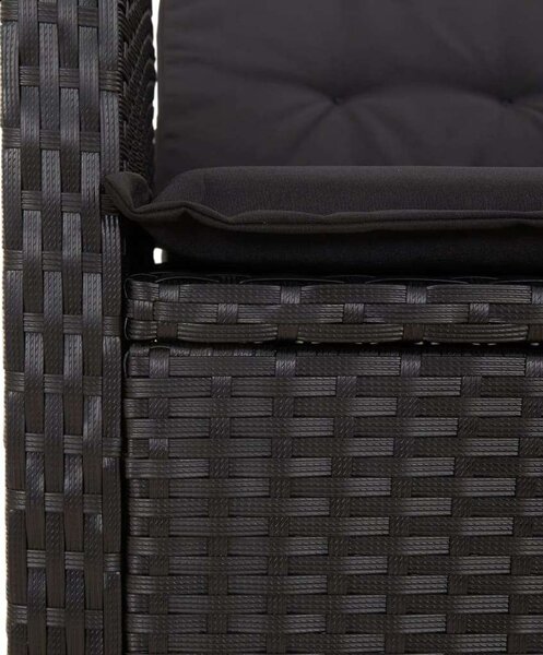 VidaXL 5 részes fekete polyrattan kerti étkezőgarnitúra párnákkal