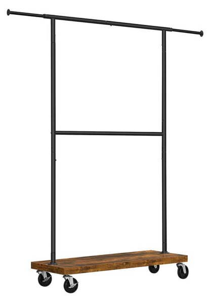 Kihúzható ruhaállvány, (110-168) x 180 x 40 cm, rusztikus barna, fekete