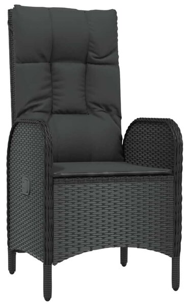 5 részes fekete polyrattan kerti étkezőgarnitúra párnákkal