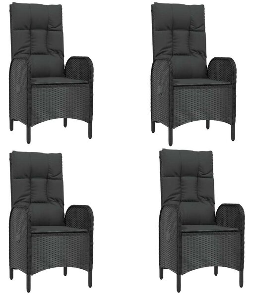 5 részes fekete polyrattan kerti étkezőgarnitúra párnákkal