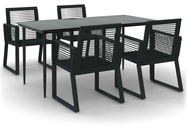 VidaXL 5 részes fekete PVC rattan kerti étkezőgarnitúra