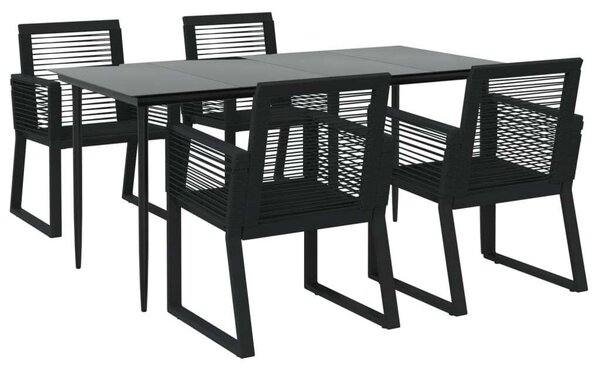 VidaXL 5 részes fekete PVC rattan kerti étkezőgarnitúra