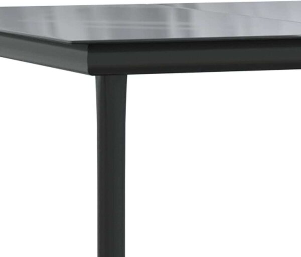 9 részes fekete polyrattan kerti étkezőgarnitúra párnákkal