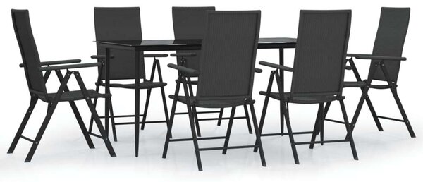 7 részes fekete polyrattan kerti étkezőgarnitúra