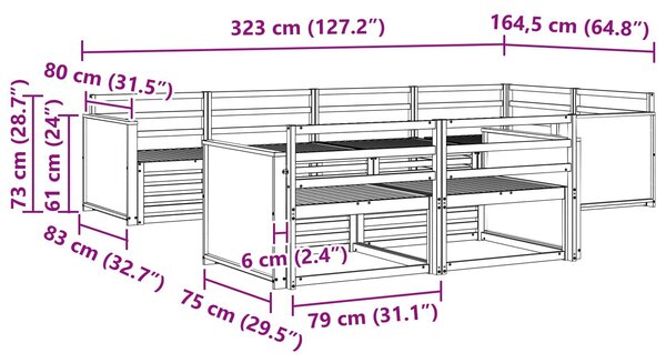 VidaXL Kültéri kanapé szett 7 pcs Természetes