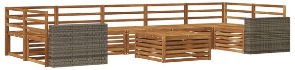 VidaXL Kültéri kanapé szett 8 pcs Természetes Tömör Akácfa