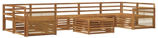 VidaXL Kültéri kanapé szett 8 pcs Természetes Tömör Akácfa