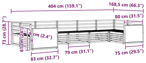 VidaXL Kültéri kanapé szett 7 pcs Természetes