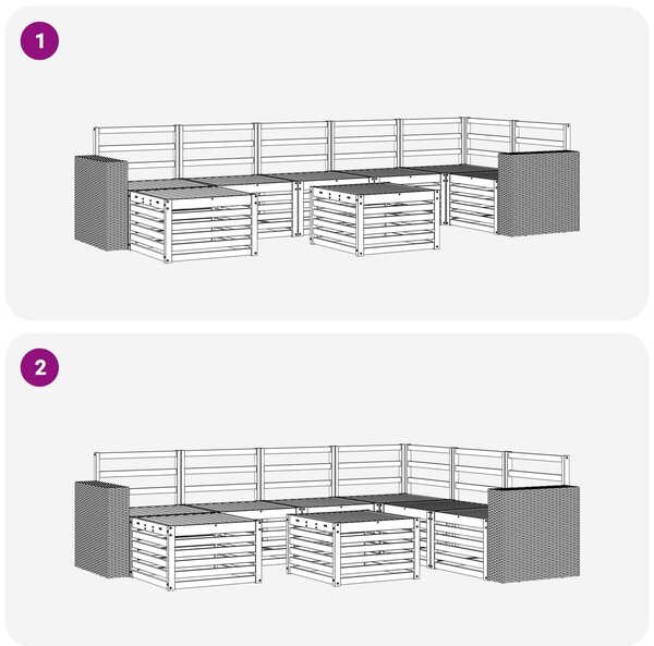 VidaXL Kültéri kanapé szett 8 pcs Természetes Tömör Akácfa