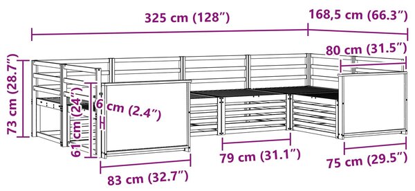 VidaXL Kültéri kanapé szett 6 pcs Természetes