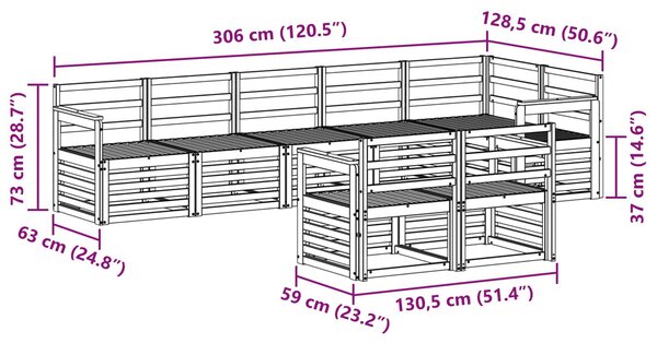 VidaXL Ülőgarnitúrák 8 pcs Természetes Tömör Akácfa