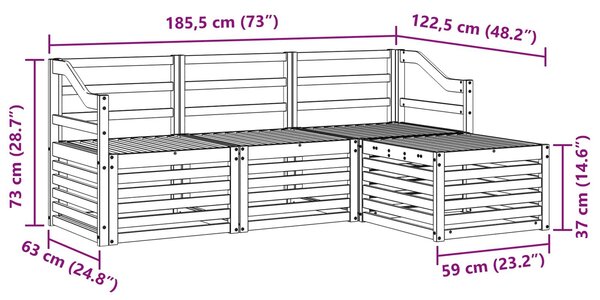 VidaXL Kültéri kanapé szett 4 pcs Természetes