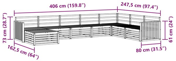 VidaXL Kültéri kanapé szett 8 pcs Természetes
