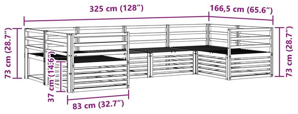 VidaXL Kültéri kanapé szett 6 pcs Természetes