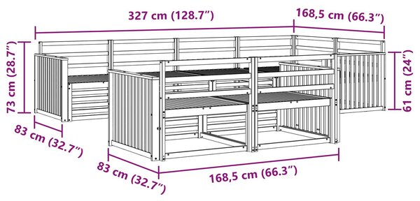VidaXL Kültéri kanapé szett 7 pcs Természetes Tömör Akácfa
