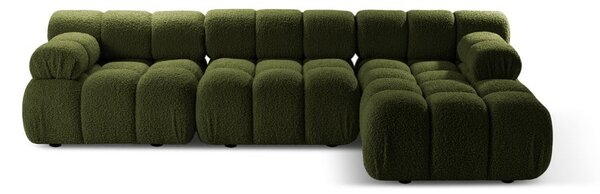 Zöld buklé moduláris sarokkanapé (jobb oldali) Bellis – Micadoni Home